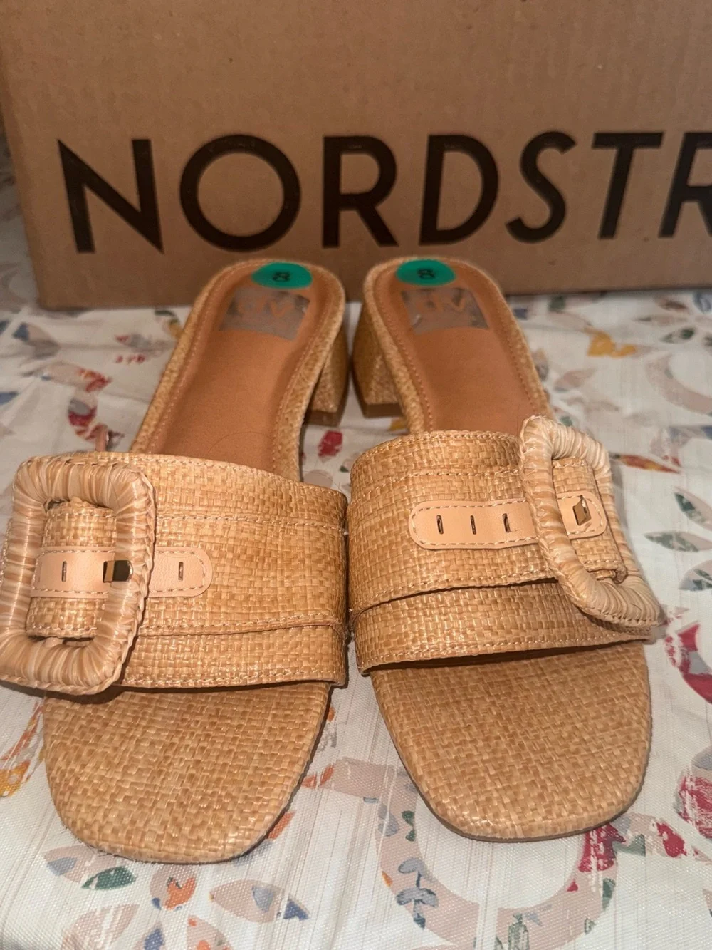 Nordstrom Tan Woven Buckle Mule Sandals